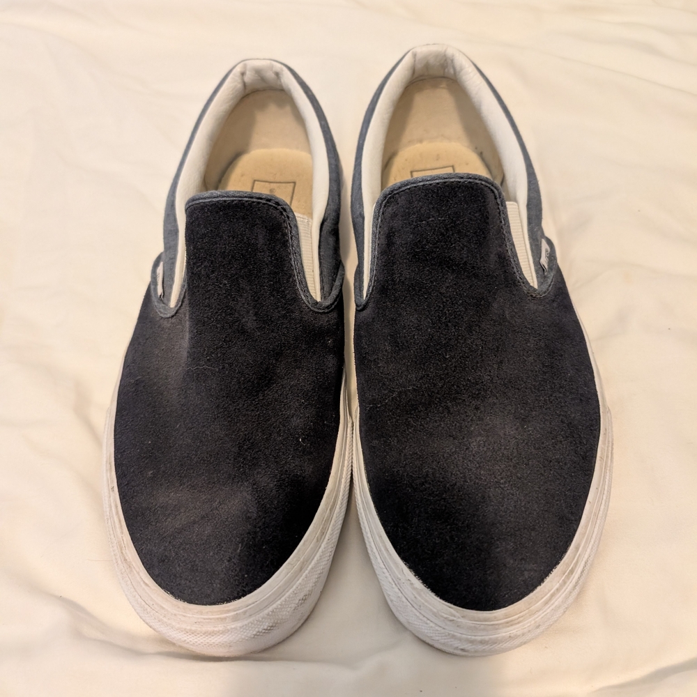 VANS Classic Parisian Night Slip-Ons Leather & Denim sz 10 mens